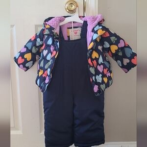 Carter's Toddler 2-Piece Snowsit Set Navy Heart Print ( For 12 Months )
